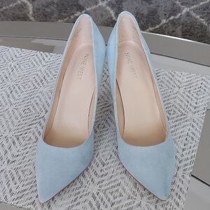 Nine West Light Blue Suede Heels - Height: 3.6 inches - Brand New